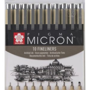 Sakura Pigma Micron 10 Microfibras Negras Set
