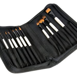 Set Pinceles X 10 Pelo Sintetico + Cartuchera Daler Rowney Cerdas Beige