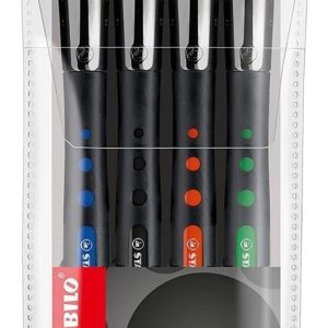 Stabilo Roller Gel Colores Surtidos Modelo Bl@ck+ Pack X4 Tinta Suave