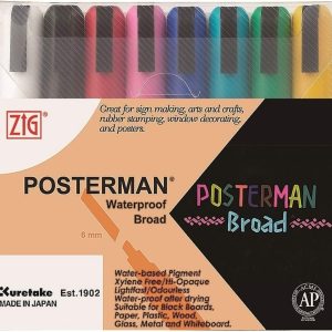 Marcadores Kuretake Posterman Punta Plana 6mm Set 8 Colores