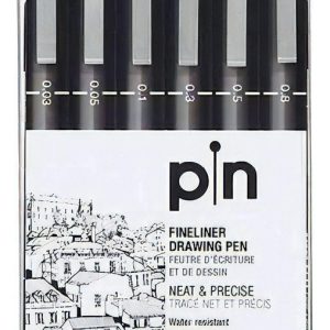Uni Pin Fineliner Set X 6 Unidades Negro