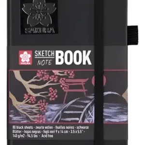 Cuaderno Sakura Sketch 140 Grs 9 X 14 Cm 80 Hs. Papel Negro
