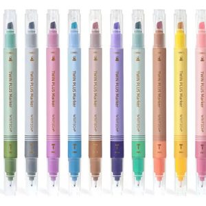 Set 12 Marcadores Doble Punta Chanfle Y Fina Tinta Al Agua Pastel Writech