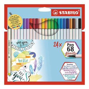 Marcadores Stabilo Pen 68 Pack 24 Colores Punta Fibra Tinta Base Agua