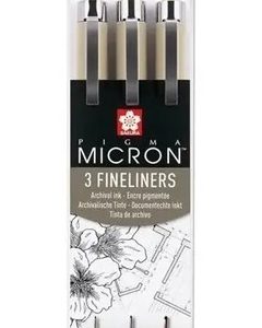 Sakura Pigma Micron 3 Microfibras Negras Set