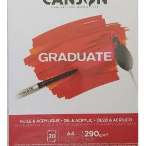 Block Canson Graduate A4 290g 20 Hojas Papel Óleo Acrílico Blanco