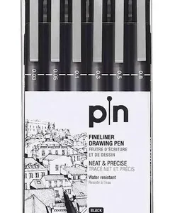 Uni Pin Fineliner Set X 6 Unidades Negro