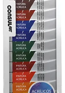 Set De 12 Pomos Acrilicos De Colores Consul Art