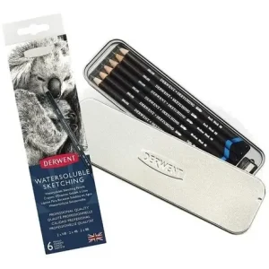 Lápices Grafito Acuarelables Derwent Sketching Set 6pzs + Sacapuntas