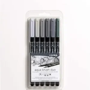 Marcadores Lyra Set Grises Pincel Aquabrush Duo