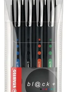 Stabilo Black + Set X 4 Colores Rollerball
