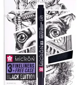 Set Pigma Micron X 3 Microfibras + Estuche Black Edition
