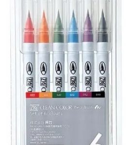 Marcadores Kuretake Clean Color Real Brush Pincel X 6