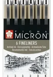 Sakura Pigma Micron 6 Microfibras Negras Set
