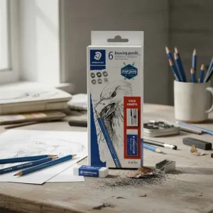 Set Lápices Grafito Lumograph Staedtler 6b A 2h + Goma + Sacapuntas Negro