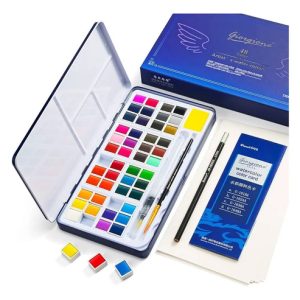 Set De 48 Acuarelas Profesionales Giorgione Con Lata + 2 Pinceles + 6 Hojas 300g Varios