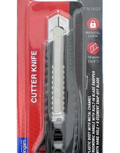 Cutter Kangaro Con Guía Metálica Y Traba De Seguridad Para Papel Y Cartón De 18 Mm