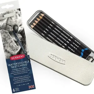 Lapices Derwent Skecht Negros Acuarelables X 6 Unidades