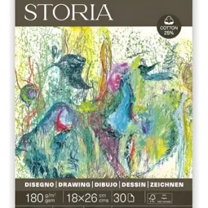 Block Fabriano Storia Disegno 18 X 26 Cm 180g 30h 25%algodon