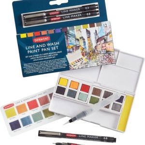 Set Derwent Acuarela Line And Wash X 12 Pastillas + 2 Microf