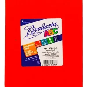 Cuaderno Rivadavia Abc 50 Hojas Rayado 19x23,5 Cm Color Rojo