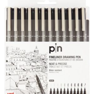 Uni Pin 200 Black Tinta Pigmentada 0,03 Al 0,8 Mm + Brush