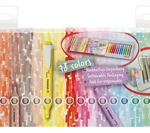 Set Resaltador Stabilo Swing Cool Deskset X 18 Colores 2025
