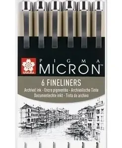 Sakura Pigma Micron 6 Microfibras Negras Set