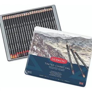 Derwent Tinted Charcoal Lápices De Colores Acuarelables Caja 24 Unidades