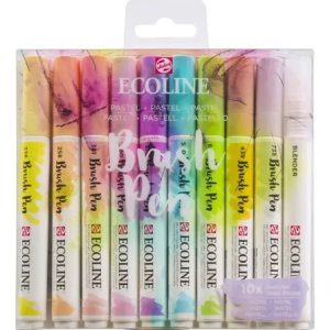 Marcadores Ecoline Brush Pen Pastel Acuarelables Punta Pincel X10