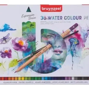 Lápices Acuarelables Bruynzeel Expression 36 Colores Surtidos Estuche Metálico