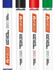 Pack X4 Marcadores Pizarra Blanca Ezco 250 Colores Negro Rojo Azul Verde