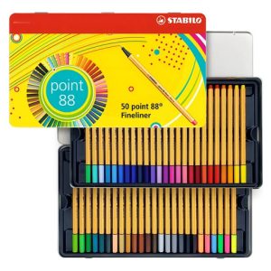 Estuche Metálico Stabilo Point 88 Con 50 Rotuladores
