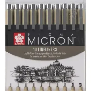 Sakura Pigma Micron 10 Microfibras Negras Set