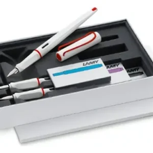 Lamy Joy Set Lata Blanco Y Rojo 3 Plumas + 3 Cajas Cartuchos Color De La Tinta Carga