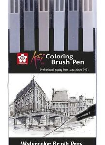 Marcadores X 6 Colores Watercolor Sakura Koi Brush Urban