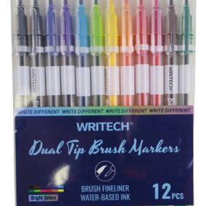 Set 12 Marcadores Doble Punta Pincel Y Fina Writech