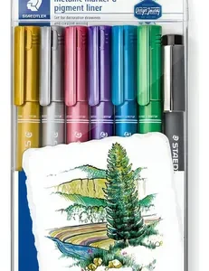 Marcador Plumón Metálico Staedtler 6 Colores Y 1 Estilógrafo
