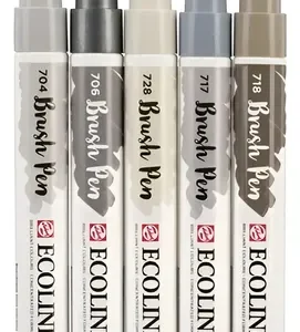 Ecoline Brush Pen Marcador Set X 5 Unidades Grises
