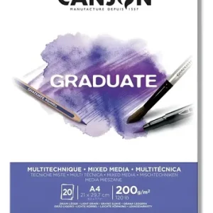 Block Canson Mix Media 200g A4 20 Hojas Blanco Grano Suave
