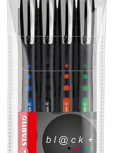 Stabilo Roller Gel Colores Surtidos Modelo Bl@ck+ Pack X4 Tinta Suave