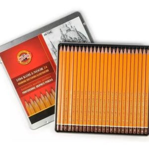 Lápices Grafito Koh-i-noor 24 Unidades Graduación 10h-8b Caja Metálica