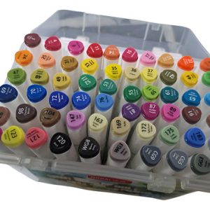 Set 60 Marcadores Doble Punta Biselada Fina Alcohol Caja