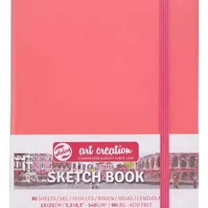 Cuaderno Sketch Art Rojo Coral 140 Grs 9 X 14 Cm 80 Hs.