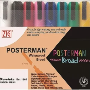 Marcadores Kuretake Posterman Punta Plana 6mm Set 8 Colores