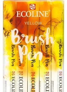 Ecoline Brush Pen Marcador Set X 5 Unidades Amarillos