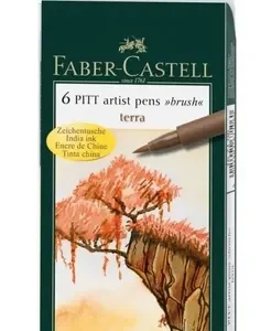 Marcadores Pitt Artist Brush Terra Set X 6 Faber Castell