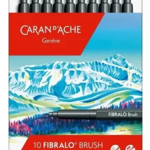 Marcadores Pincel Caran D'ache Fibralo Brush 10 Colores Caja Lata Acuarelables
