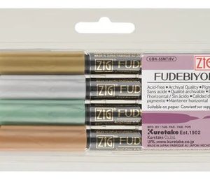 Set Marcadores Kuretake Fudebiyori Punta Pincel Metalizados X8