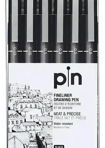 Uni Pin Fineliner Set X 6 Unidades Negro